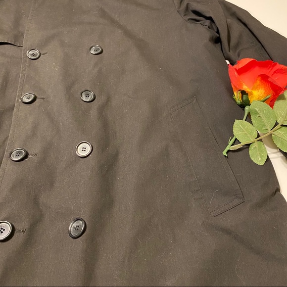 London Fog Removable Lining Black Trench Coat 44 R - Picture 3 of 8
